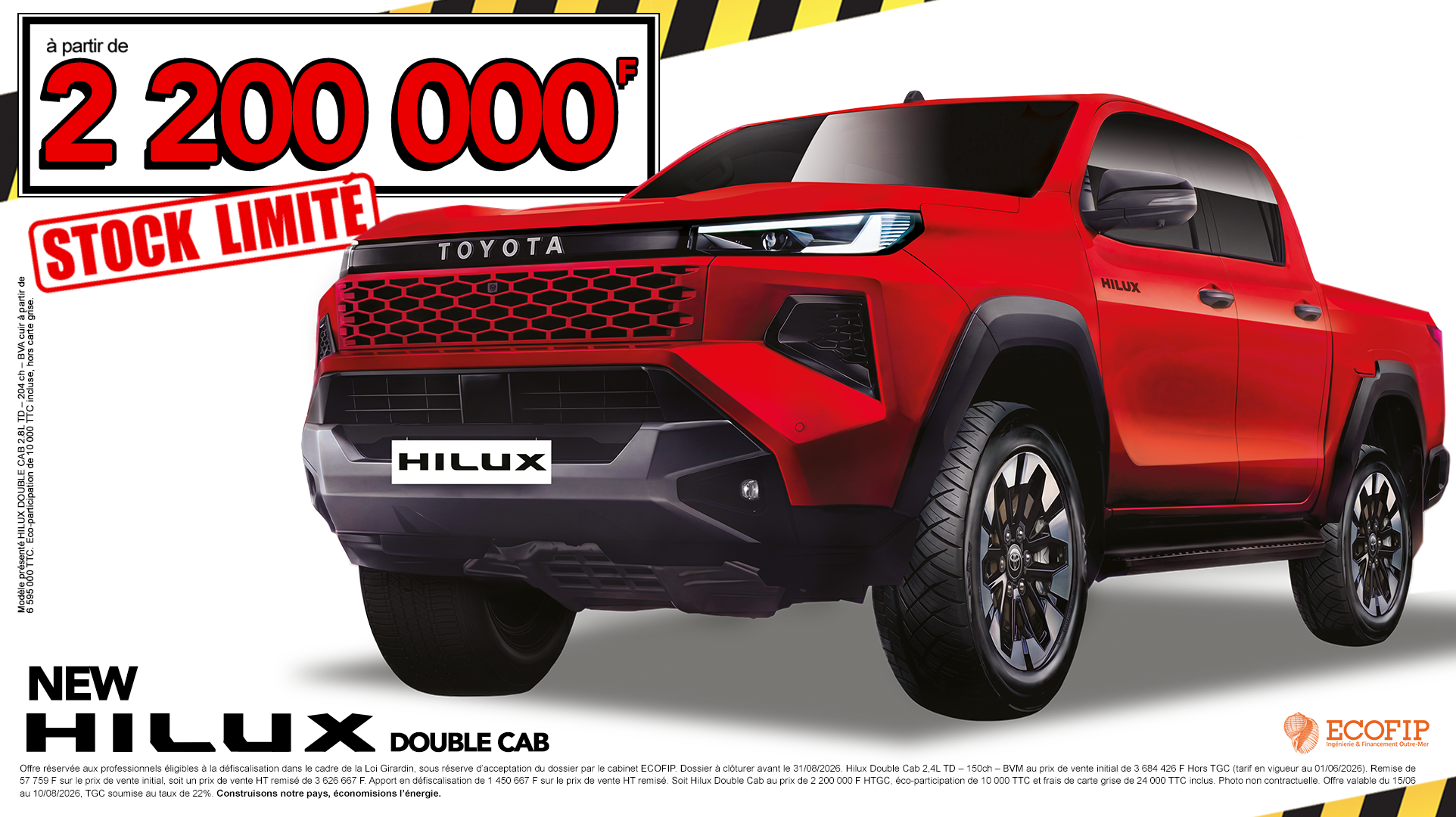 NOUVEAU HILUX DOUBLE CAB à partir de 2 200 000 F HTGC