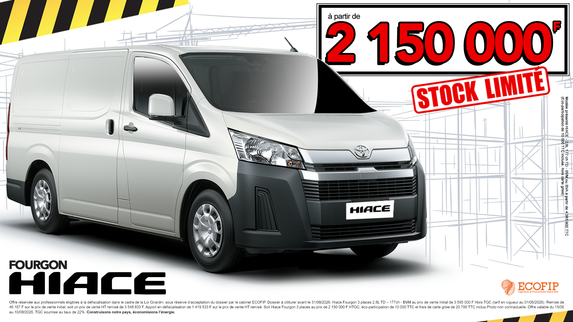 HIACE FOURGON à partir de 2 150 000 F HTGC